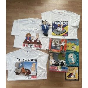 Scott Adams Dilbert 6 Signed Shirt Autograph Letter Comic Art Dogbert plushie